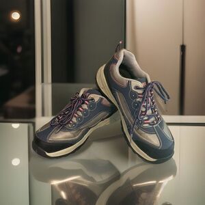 Women's Brahma Steel Toe Work Safety Shoes Sz 8.5 Blue Pink oil/slip resistant